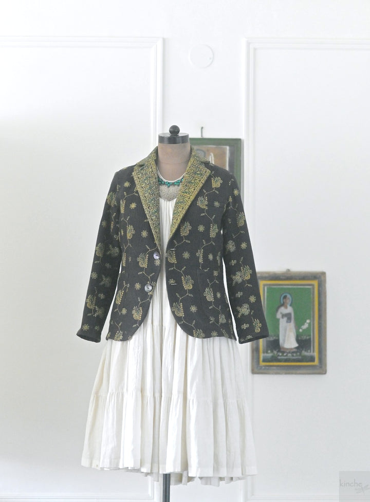Ashton, Vintage Kanta Quilt Blazer Jacket in Black, Medium