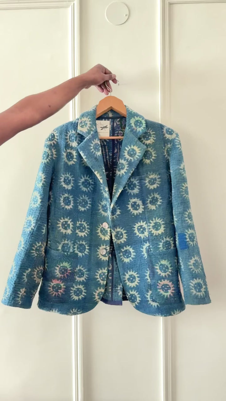Farhan、持続可能な方法で作られた Kantha Boho ブレザー、チェスト/バスト 44 インチ