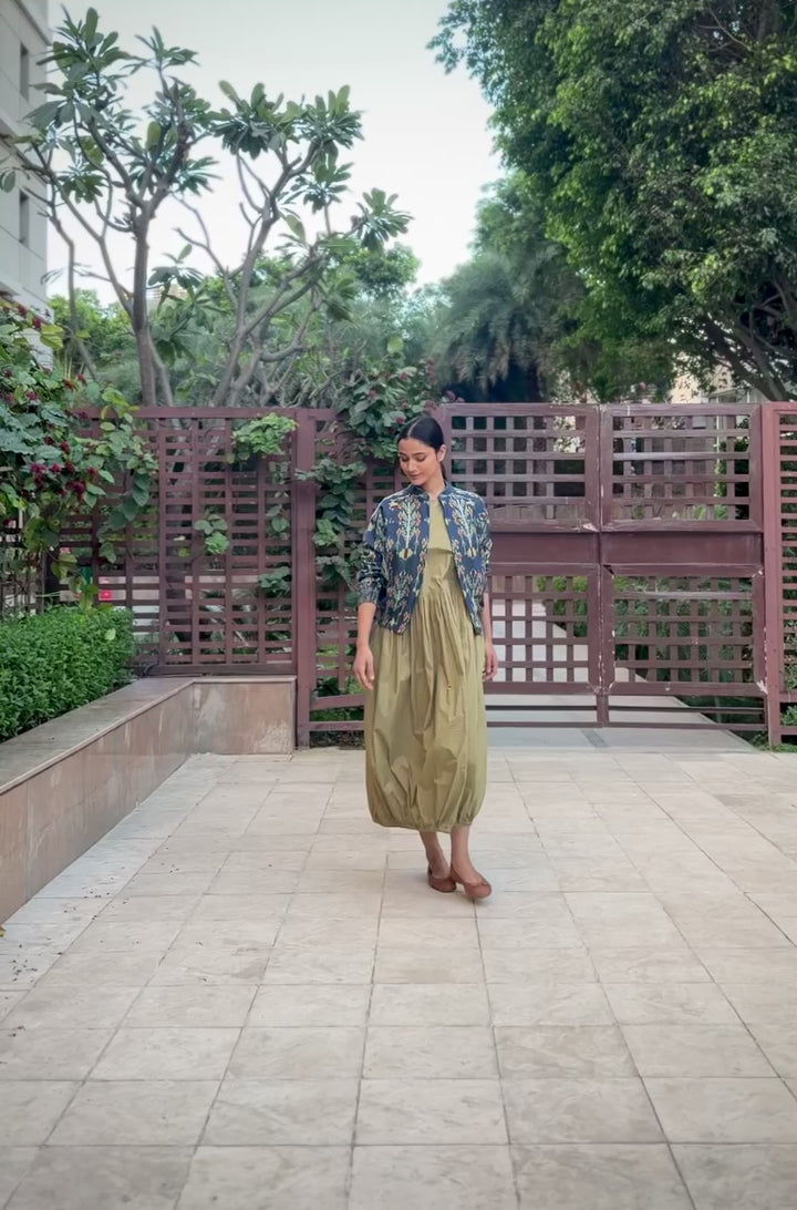 Agastya, Double Ikat Weave Uzbeki Pattern Bomber Jacket