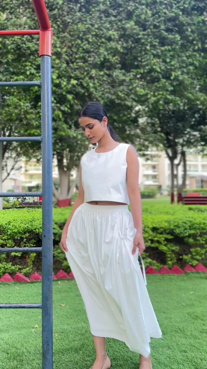 Lima Asymmetrical Dress with White Wrap Blouse