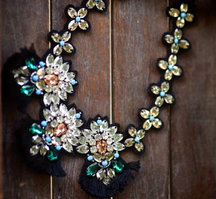 Crete, Handmade Swarovski Crystal Bib necklace - kinchecom