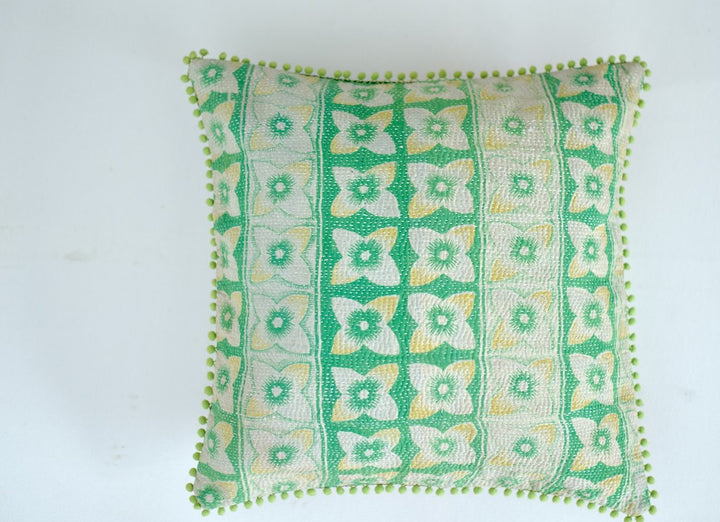 Kusi, Reversible Vintage Kantha Cushion Cover 20X20" - kinchecom