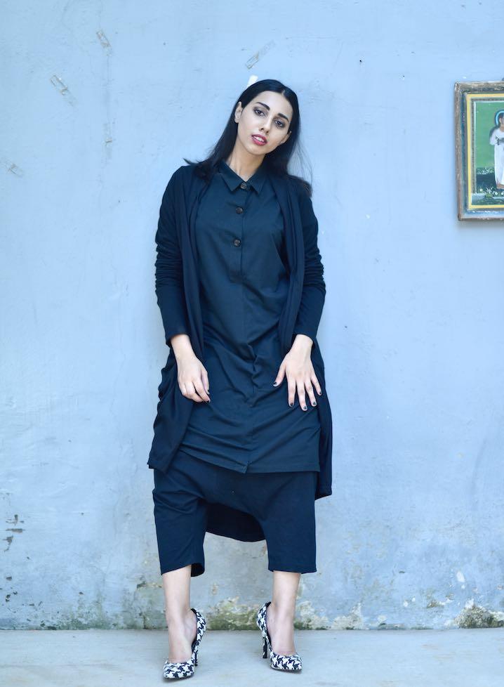 Tyra, Oversized Flared & Loose Fit, Crotch Pants, Tunic and a Shrug - kinchecom