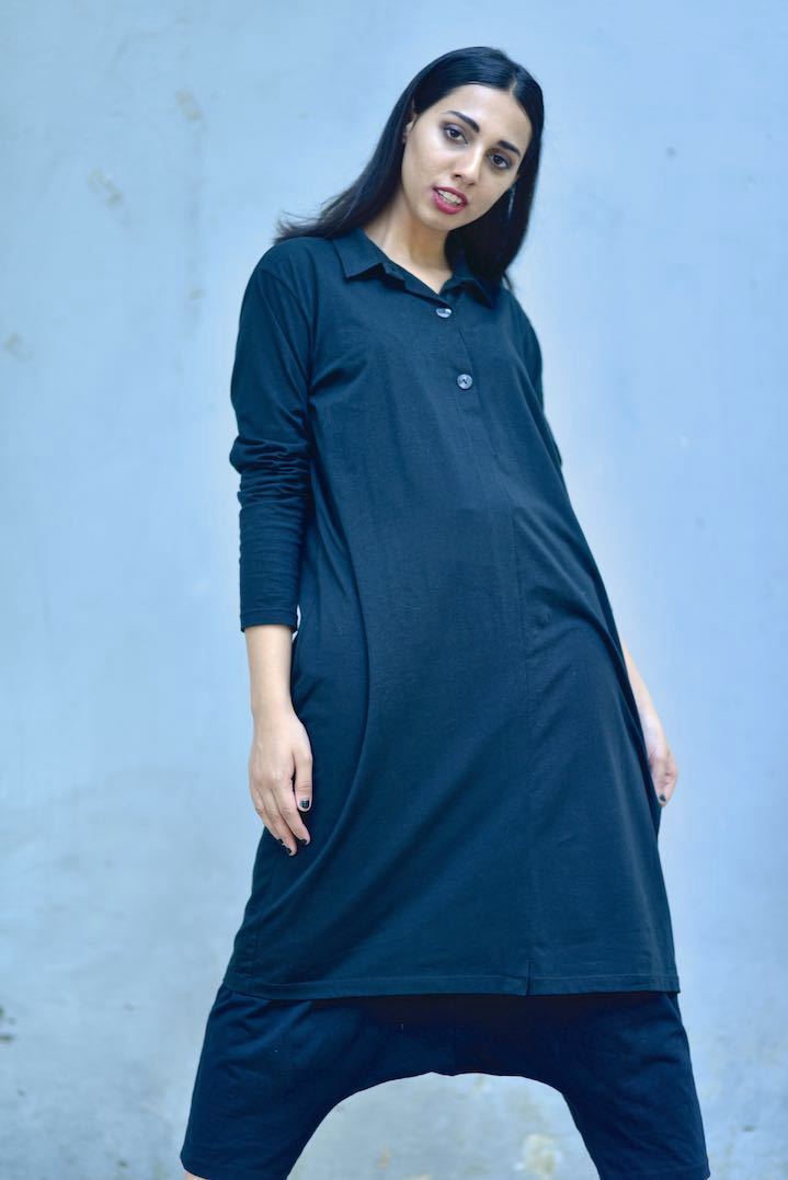 Tyra, Oversized Flared & Loose Fit, Crotch Pants, Tunic and a Shrug - kinchecom