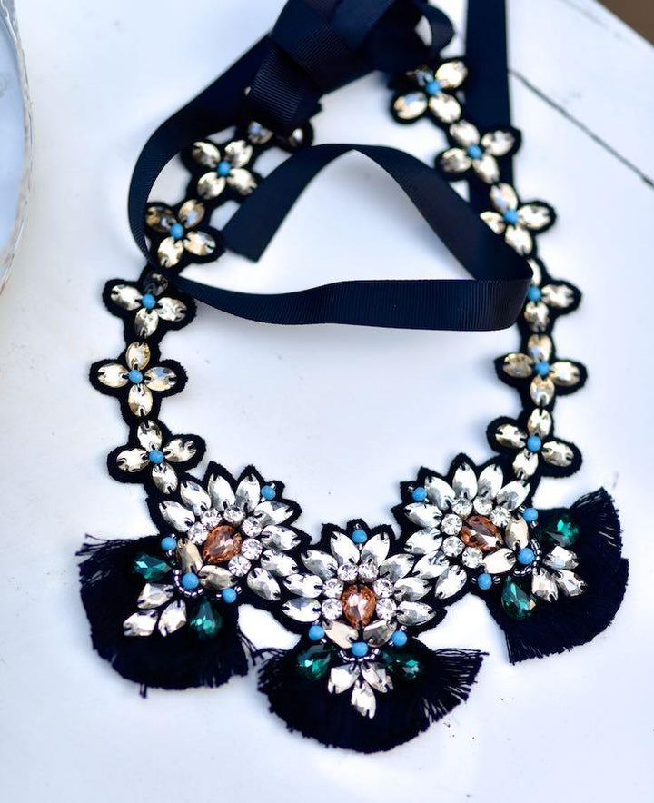 Crete, Handmade Swarovski Crystal Bib necklace - kinchecom