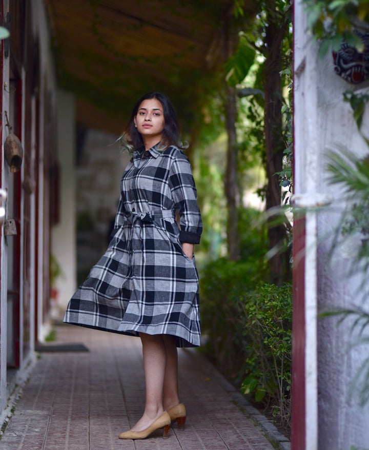 Flared Check Dress, Plus Size Fashion