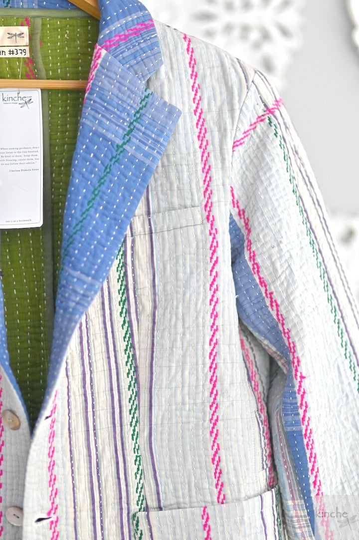 Farhan, Sustainably made Kantha Boho Blazer, Chest/Bust 44 Inches - kinchecom
