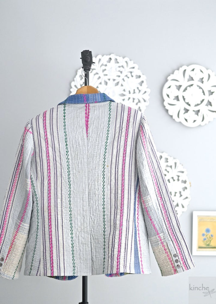 Farhan, Sustainably made Kantha Boho Blazer, Chest/Bust 44 Inches - kinchecom