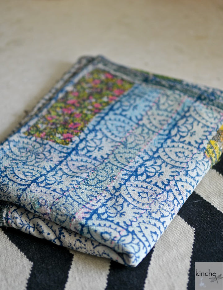 Madhopur, Rare kantha Collectible Quilt in Medium to Heavy Weight and Embroidery - kinchecom