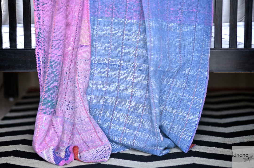 Sikar, Rare Kantha Collectible Quilt in Medium to Heavy Weight and Embroidery - kinchecom
