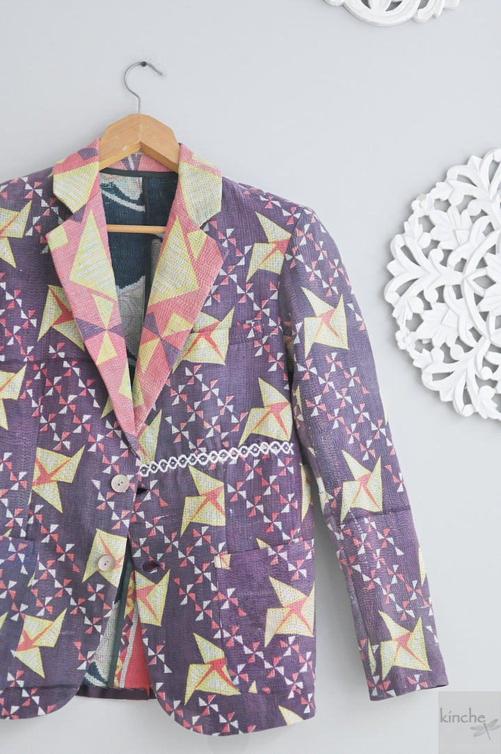 Sloan, Sustainably made Kantha Blazer, One of a Kind Chest/Bust 40 - kinchecom