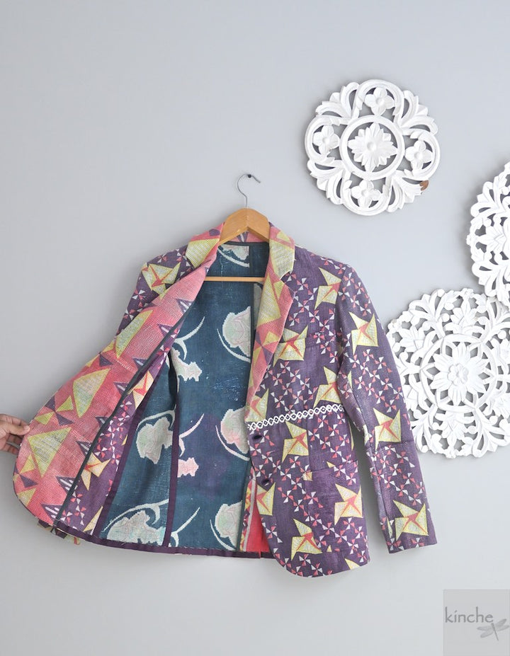 Sloan, Sustainably made Kantha Blazer, One of a Kind Chest/Bust 40 - kinchecom