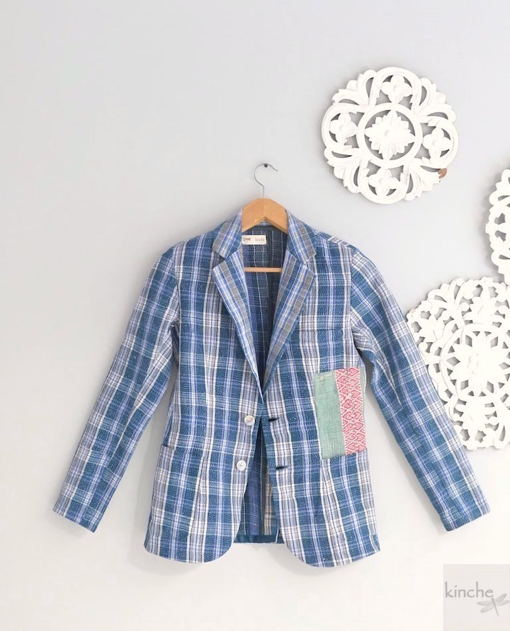 James, Sustainably Made, Up Cycled Vintage Quilt, Gender Fluid Blazer 36" - kinchecom