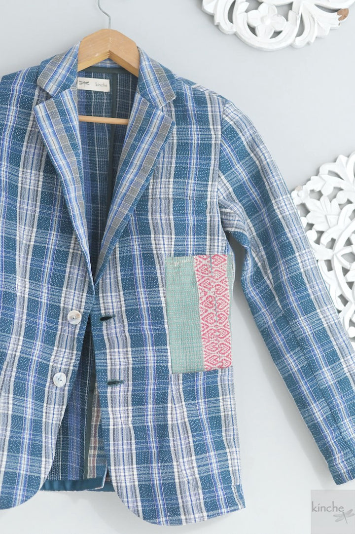 James, Sustainably Made, Up Cycled Vintage Quilt, Gender Fluid Blazer 36" - kinchecom