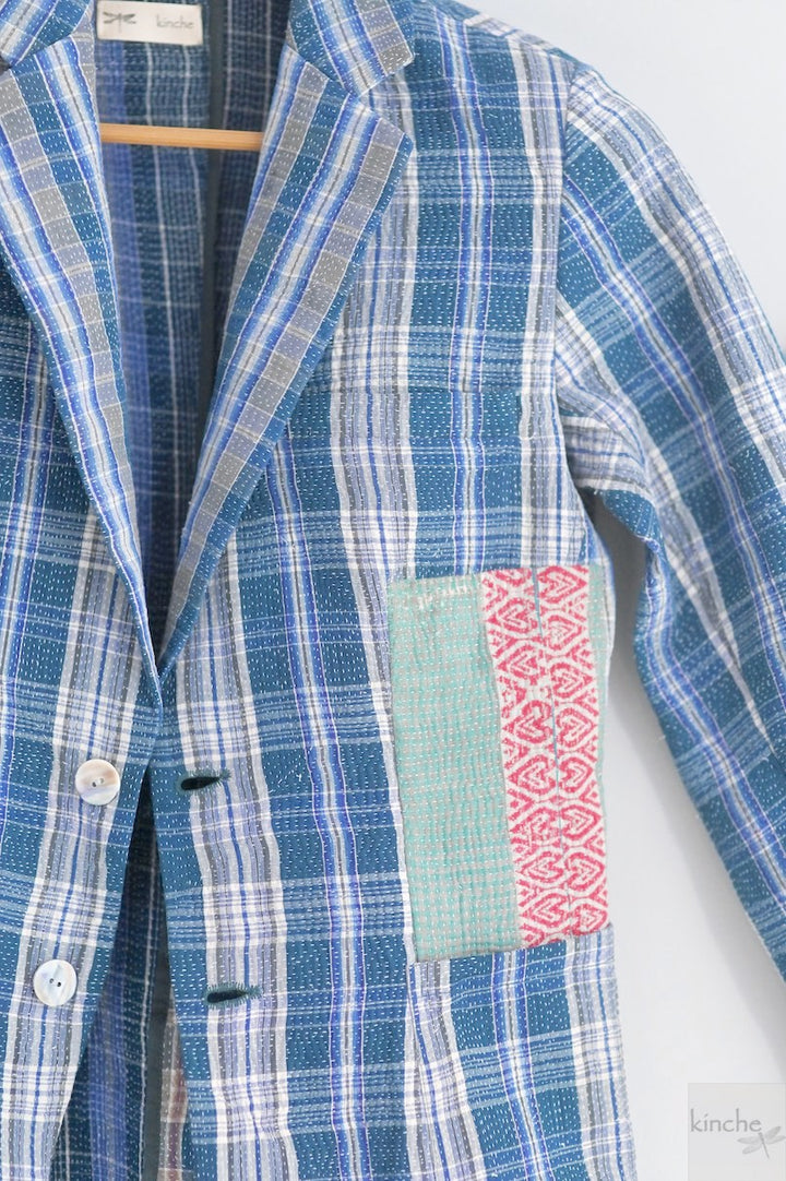 James, Sustainably Made, Up Cycled Vintage Quilt, Gender Fluid Blazer 36" - kinchecom