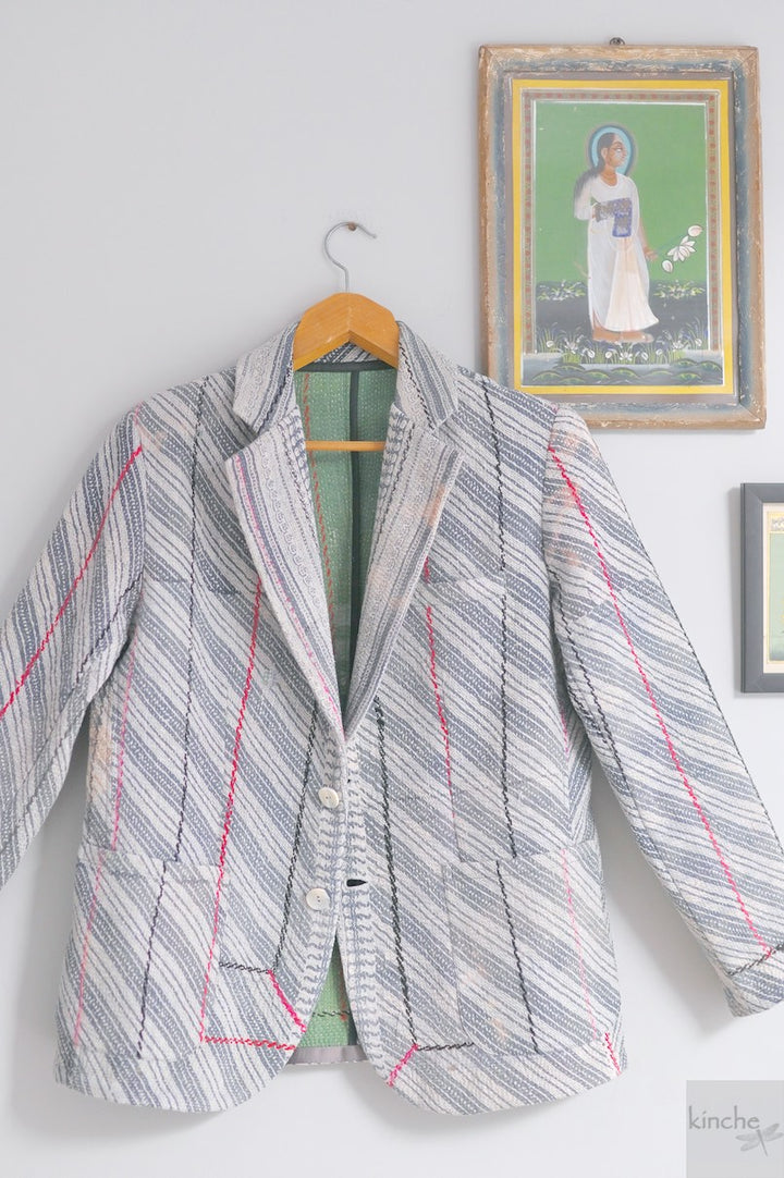 Charlie, Chest 44 Inches, XL, Vintage Quilt Handmade Blazer Unisex - kinchecom