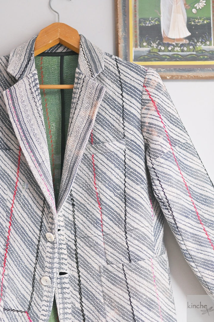 Charlie, Chest 44 Inches, XL, Vintage Quilt Handmade Blazer Unisex - kinchecom