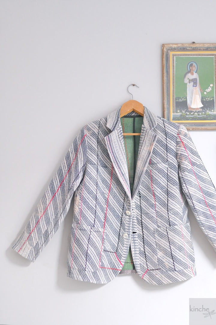 Charlie, Chest 44 Inches, XL, Vintage Quilt Handmade Blazer Unisex - kinchecom