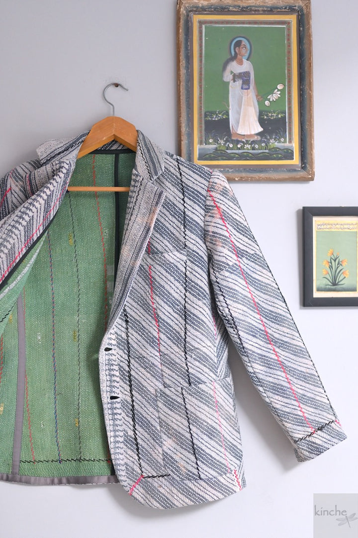Charlie, Chest 44 Inches, XL, Vintage Quilt Handmade Blazer Unisex - kinchecom