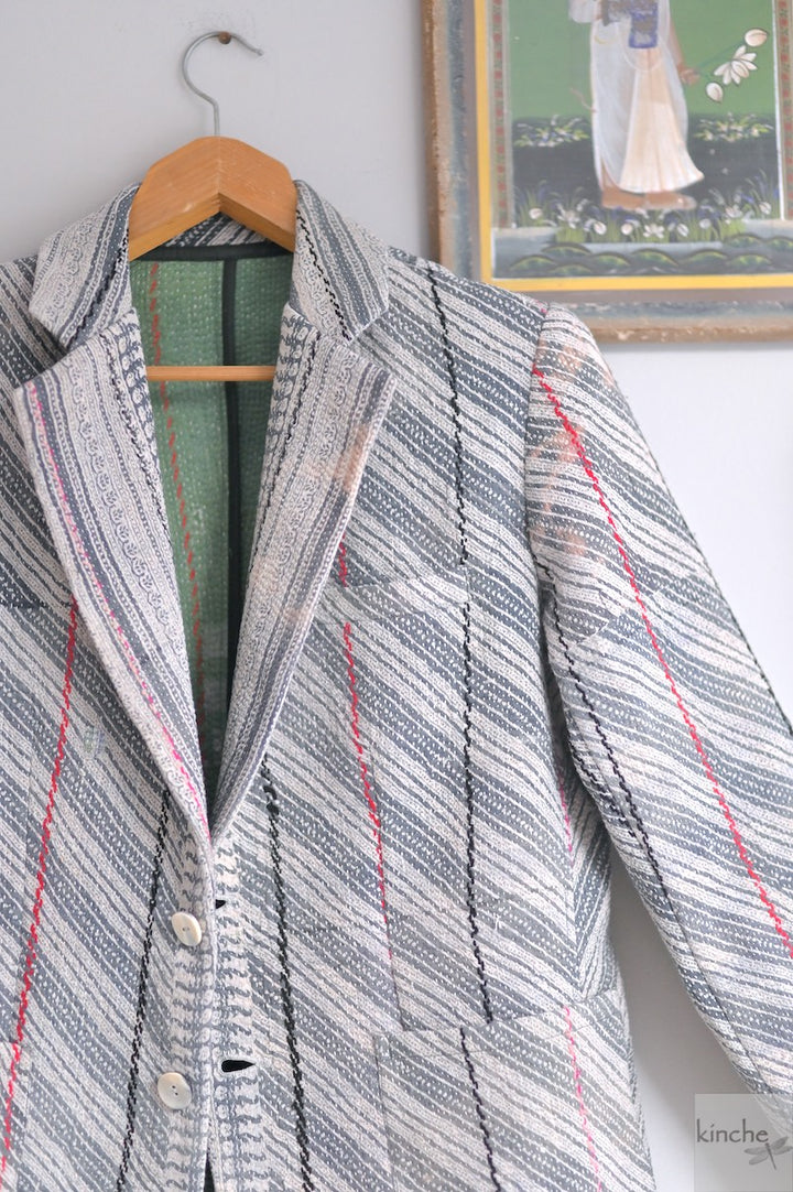 Charlie, Chest 44 Inches, XL, Vintage Quilt Handmade Blazer Unisex - kinchecom