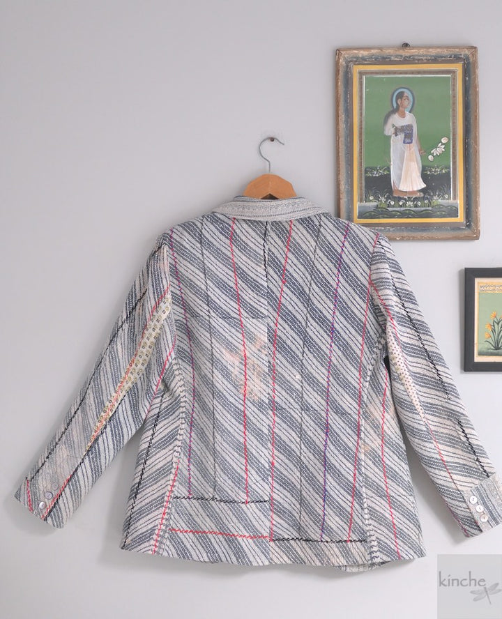 Charlie, Chest 44 Inches, XL, Vintage Quilt Handmade Blazer Unisex - kinchecom