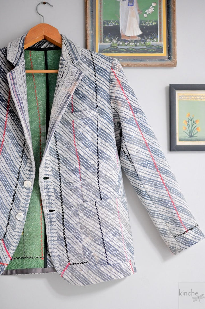 Charlie, Chest 44 Inches, XL, Vintage Quilt Handmade Blazer Unisex - kinchecom