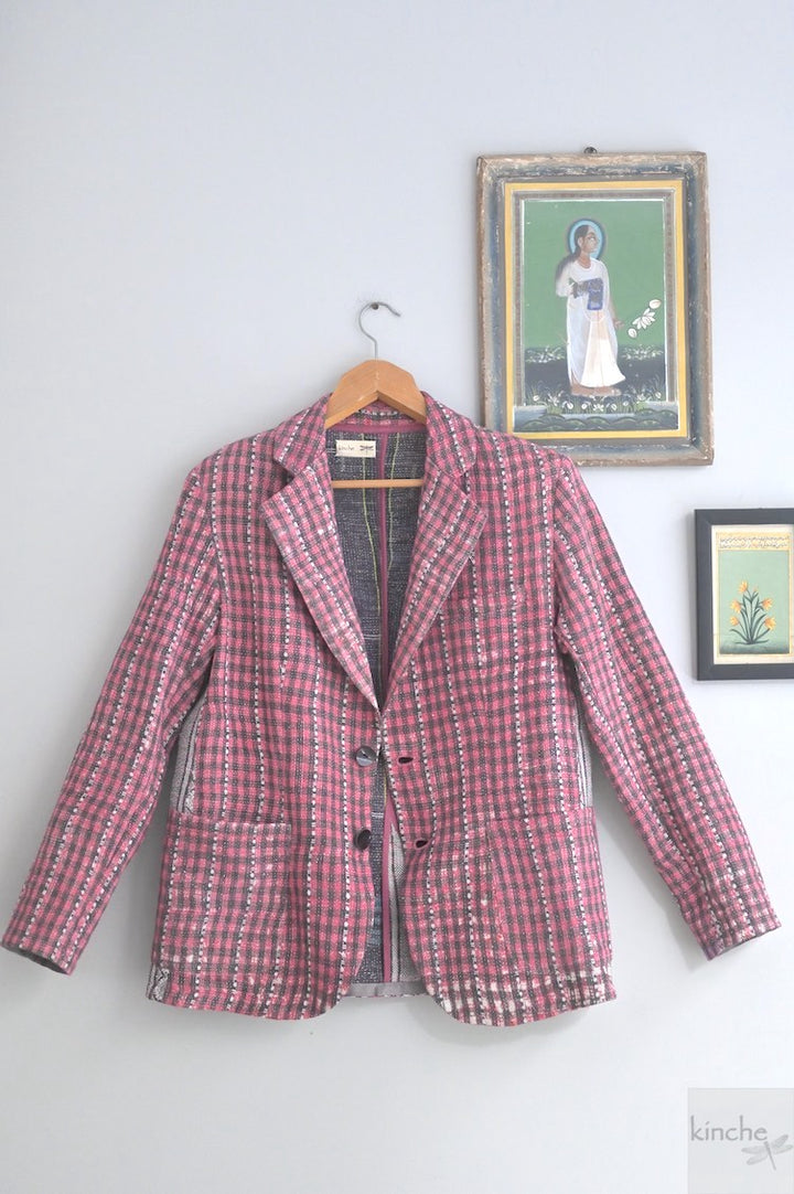 Oakley, Chest 44 Inches, XL, Vintage Quilt Handmade Blazer - kinchecom