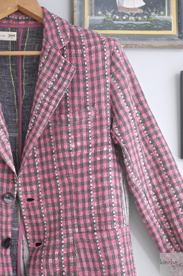 Oakley, Chest 44 Inches, XL, Vintage Quilt Handmade Blazer - kinchecom