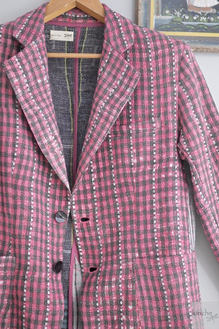Oakley, Chest 44 Inches, XL, Vintage Quilt Handmade Blazer - kinchecom