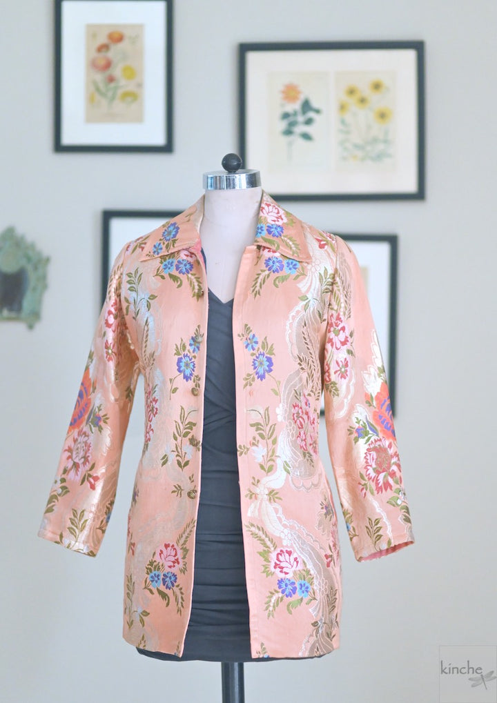S/M Resoor, Hand Crafted Pure Brocade Thigh Length Jacket - kinchecom