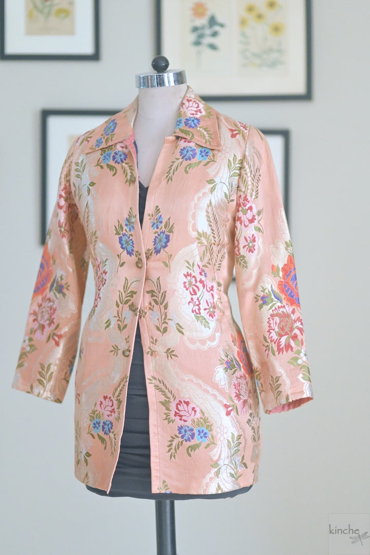 S/M Resoor, Hand Crafted Pure Brocade Thigh Length Jacket - kinchecom