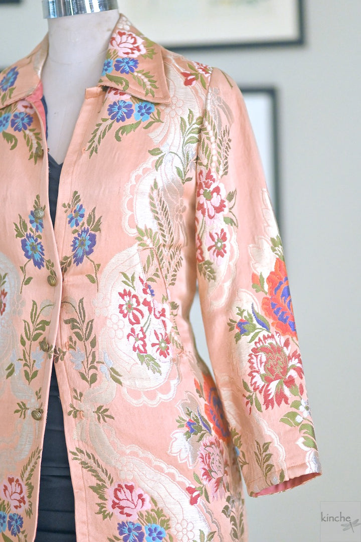 S/M Resoor, Hand Crafted Pure Brocade Thigh Length Jacket - kinchecom