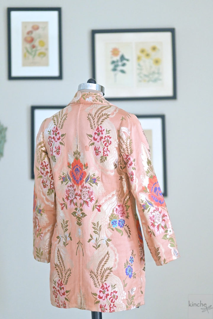 S/M Resoor, Hand Crafted Pure Brocade Thigh Length Jacket - kinchecom