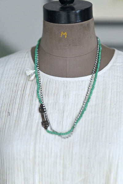 Amelia, Vintage Charm & Glass beads Necklace, One of a Kind - kinchecom