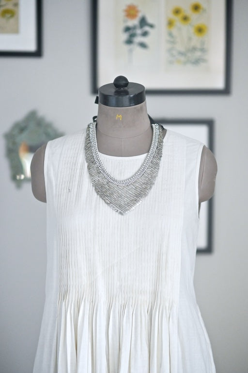 Samos, Handmade Pure  Brass and Zari Necklace with Rhinestones - kinchecom