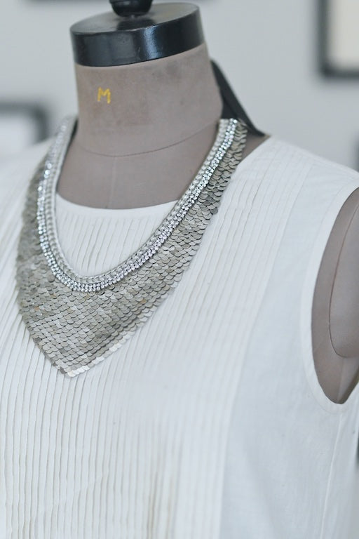 Samos, Handmade Pure  Brass and Zari Necklace with Rhinestones - kinchecom