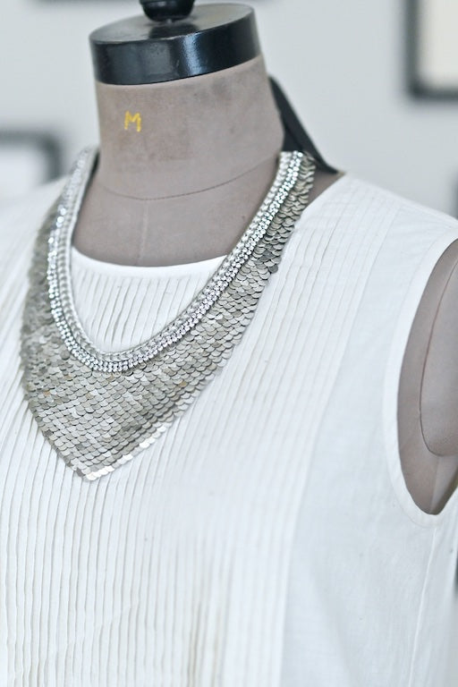 Samos, Handmade Pure  Brass and Zari Necklace with Rhinestones - kinchecom