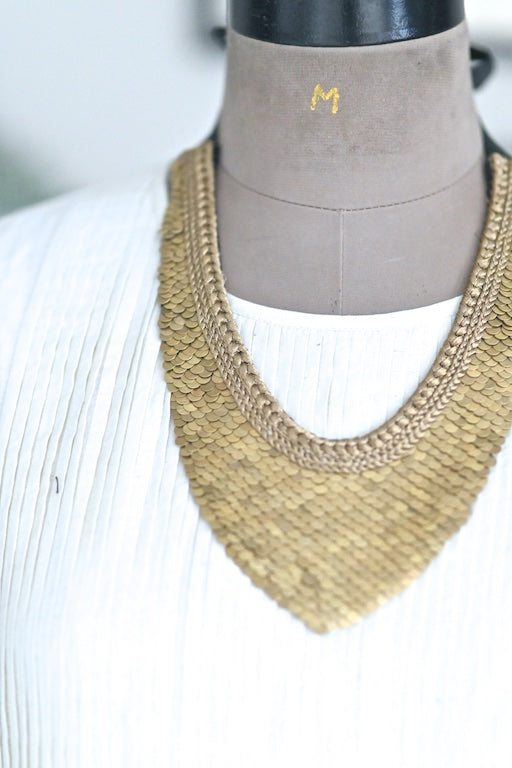 Vintage Brass Bib Necklace, Statement Jewelry