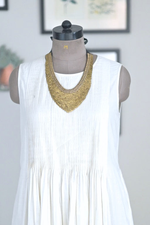 Cygnus, Handmade Pure  Brass and Zari Necklace, Statement Piece - kinchecom