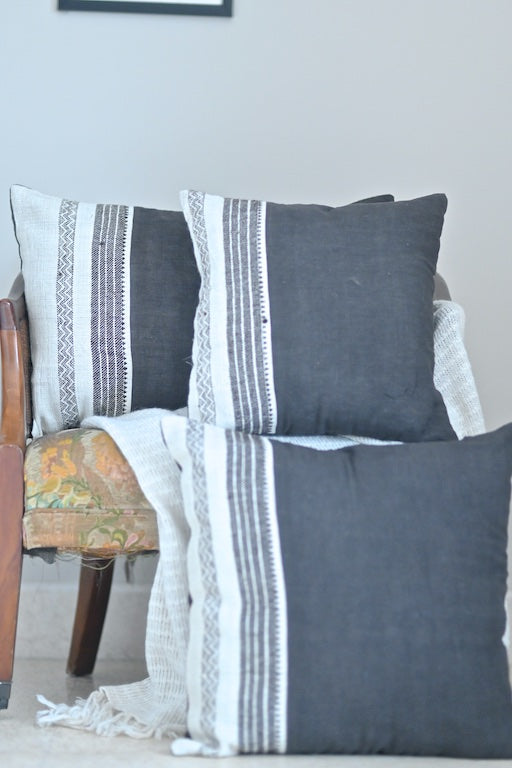 Set of 3, Kala Cotton, Hand Woven Cushions, Reversible - kinchecom