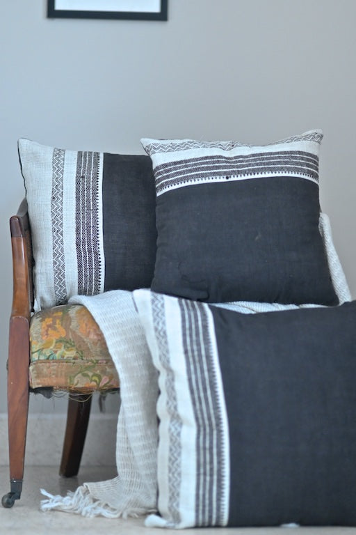 Set of 3, Kala Cotton, Hand Woven Cushions, Reversible - kinchecom