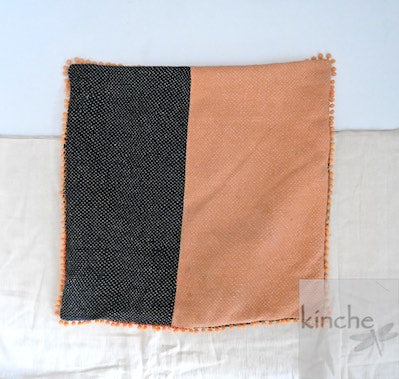 Darma, Color Block Reversible Vintage Kantha Cushion Cover 20X20" - kinchecom