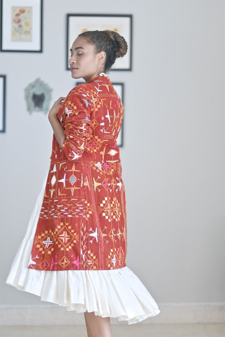 Amrita Pritam, Size Small Jacket Made of Antique Phulkari Chaddar/ One of a Kind - kinchecom