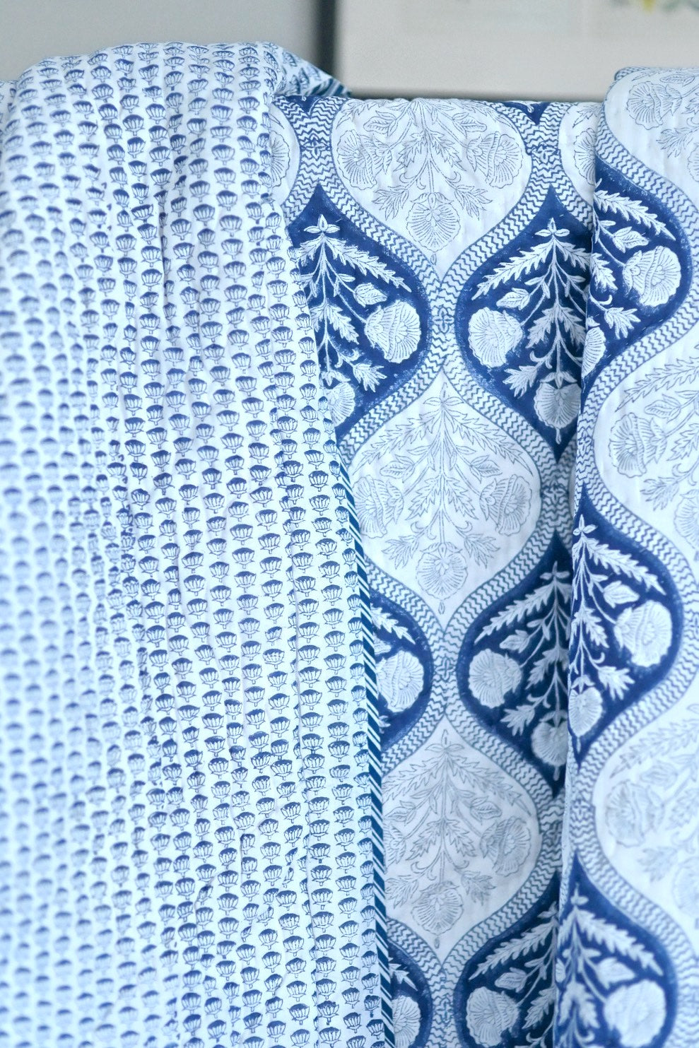 Churu Single Quilt, Handmade and Handblock Printed 90X60" Indigo - kinchecom