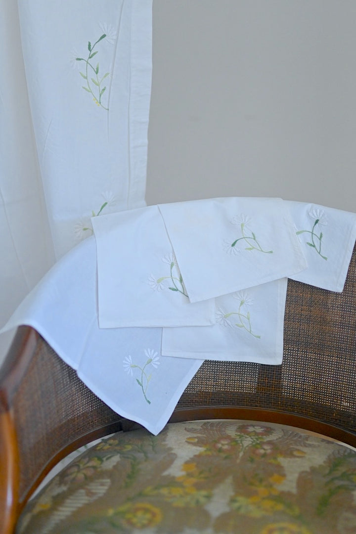 Hand Embroidered Yellow & Green, Wine Patternl Embroidery,  96X60 Inches Tablecloth - kinchecom