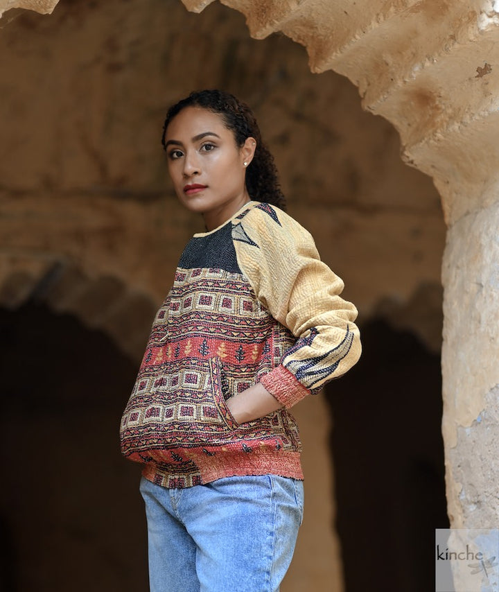 X-Small, Noemi Jacket in a beautiful Vintage Print, Slightly Quilted - kinchecom
