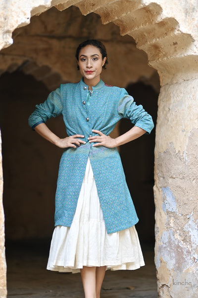 Small, Kiruba, Long Coat, made with Vintage Textiles from India - kinchecom