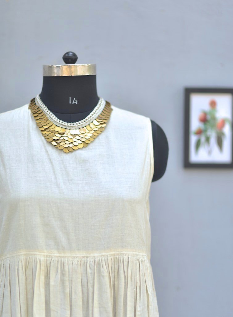 Zagreb, Handmade Pure Brass and Zari Necklace - kinchecom