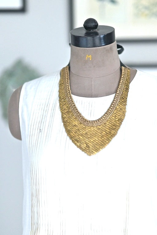 Cygnus, Handmade Pure  Brass and Zari Necklace, Statement Piece - kinchecom