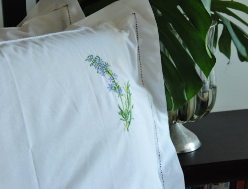 Hand Embroidered Lavender Flower Duvet Cover Queen Size 98x92" - kinchecom